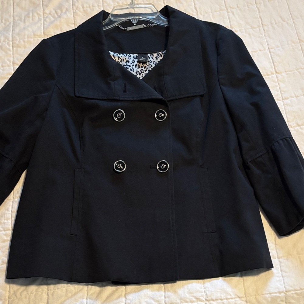White House Black Market Black Double-Breasted Pea Coat